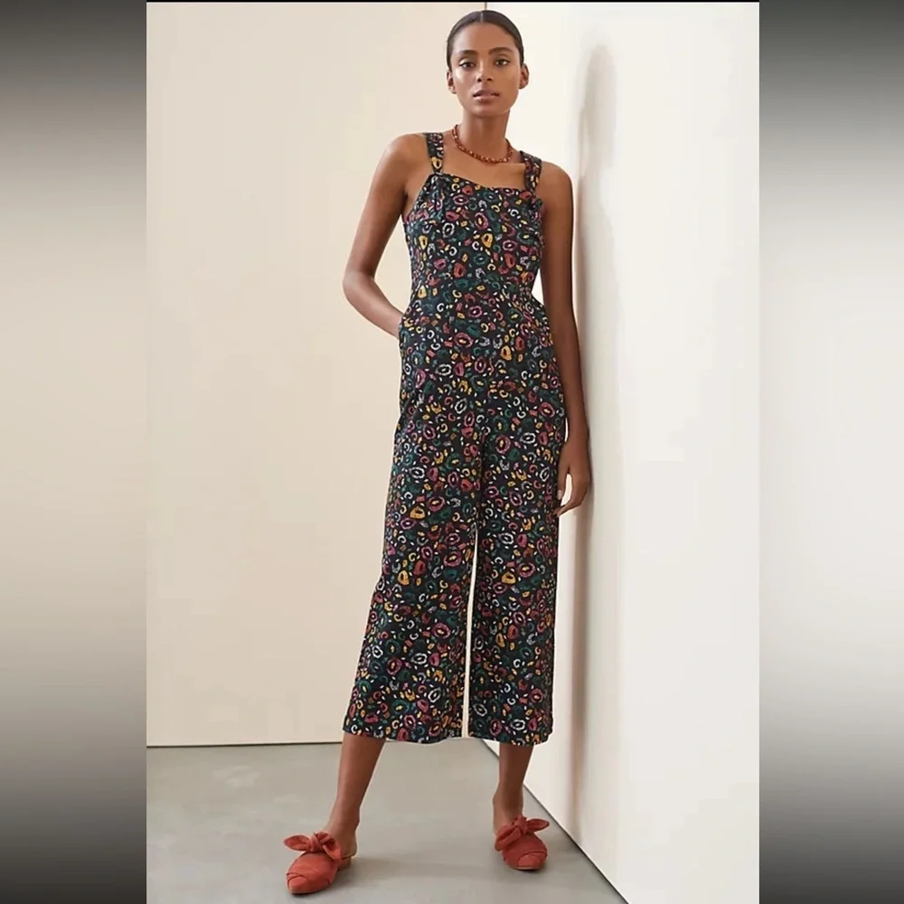 Anthropologie Farm Rio - Cropped Adventure Jumpsuit Overalls Wide Leg - Size XS - Picture 1 of 9